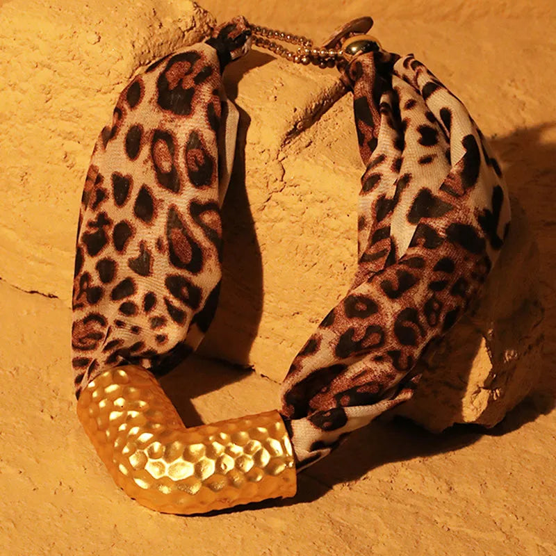 Leopard Twist Choker with Hammered Gold Accent