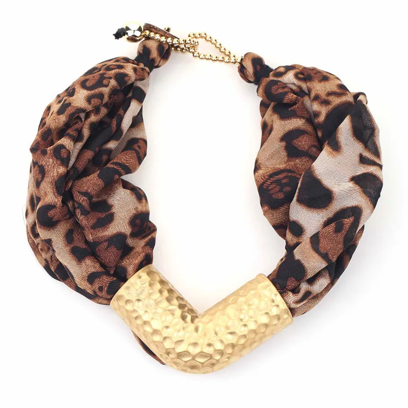 Leopard Twist Choker with Hammered Gold Accent
