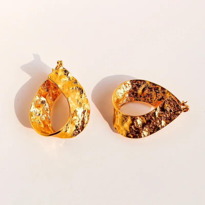 Hammered Hoop Earrings (24K Gold Plated)
