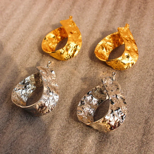 Hammered Hoop Earrings (24K Gold Plated)