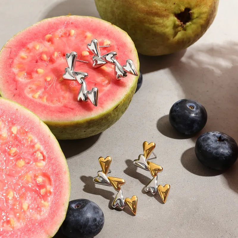 Heartline Silver Stud Earrings