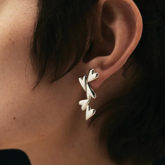 Heartline Silver Stud Earrings