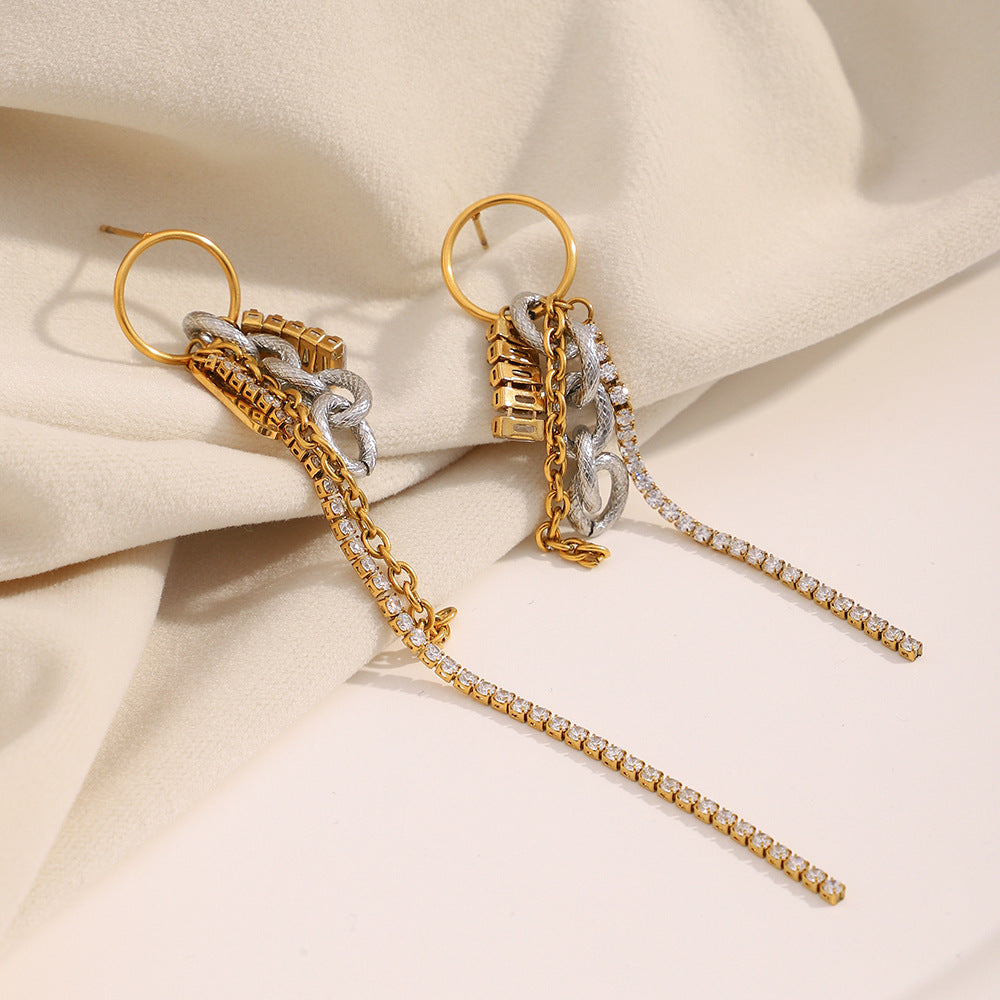 Golden Loop & Chain Drop Earrings