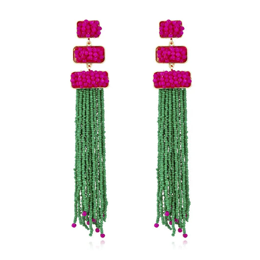PopFizz Tassels Earrings – Fuchsia & Emerald