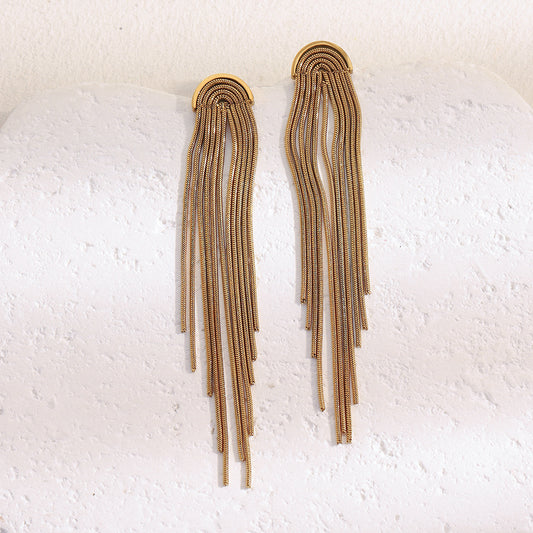 Golden Cascade Tassel Earrings