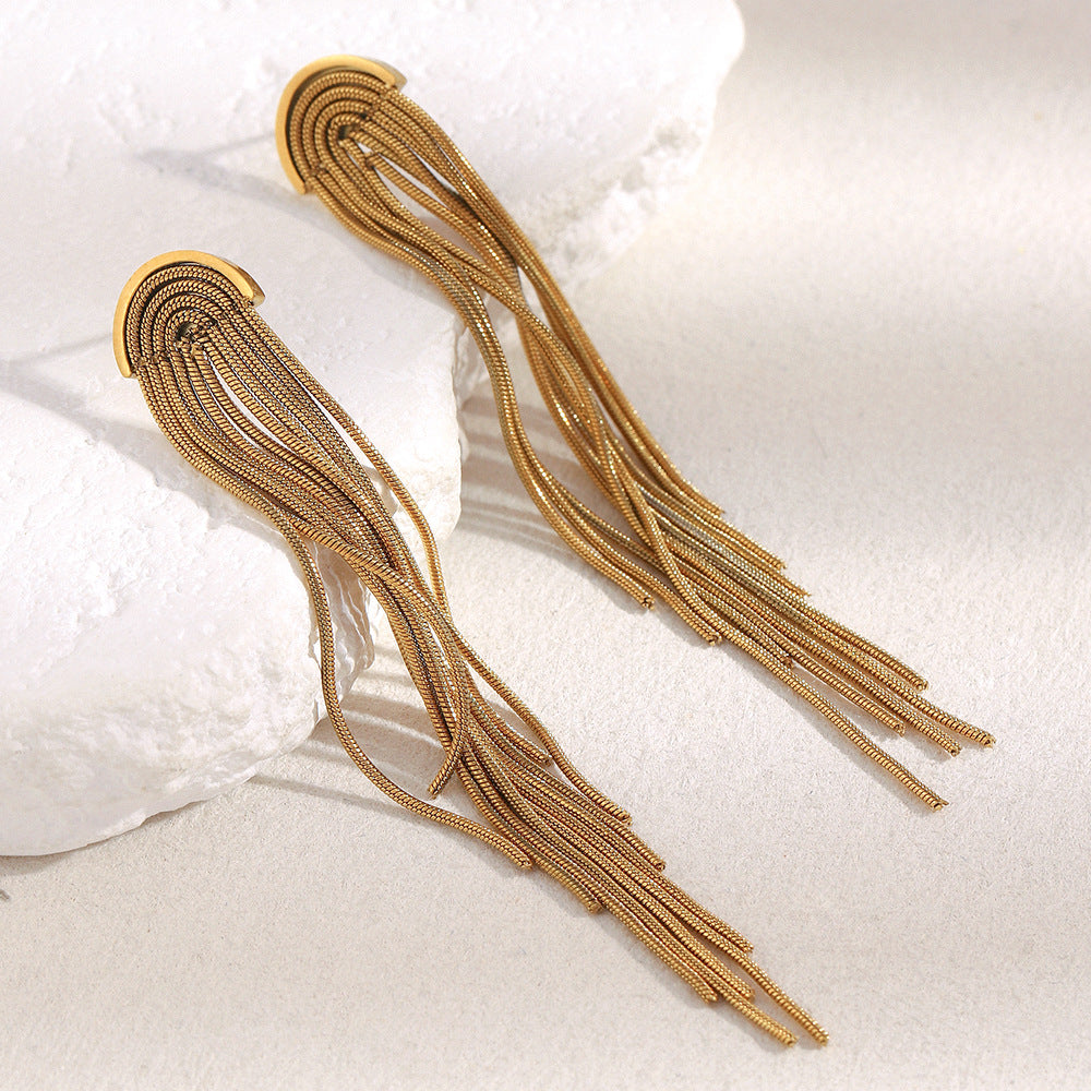 Golden Cascade Tassel Earrings