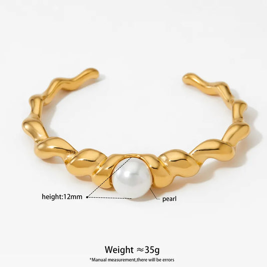 Sculpted Pearl Accent Cuff