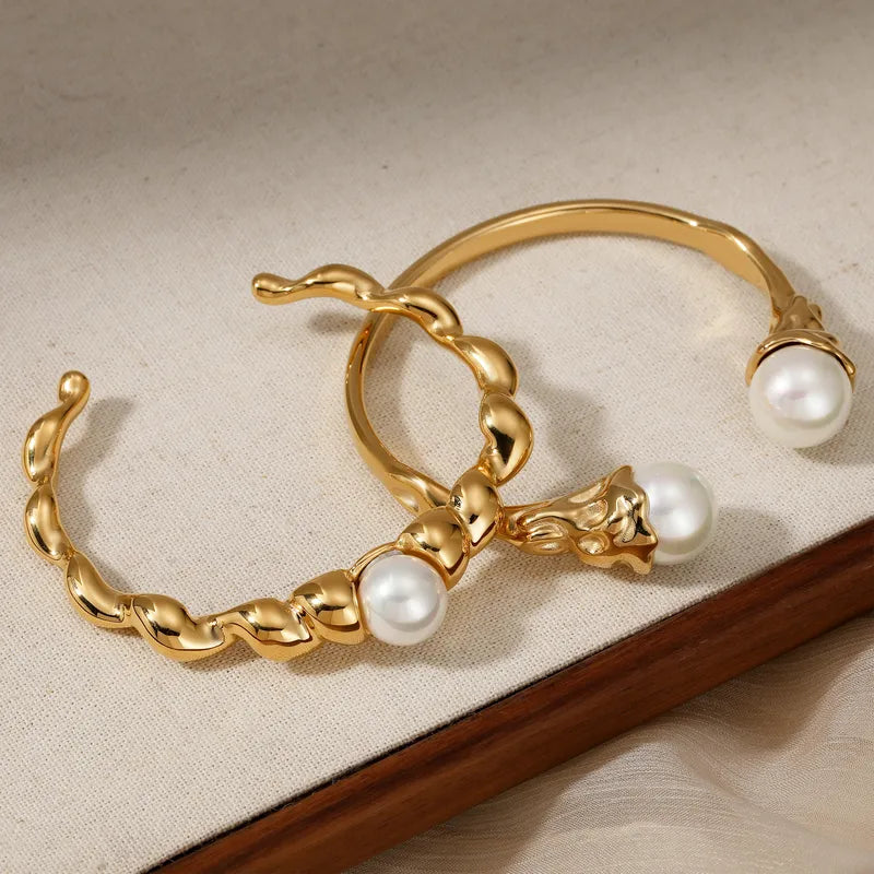 Sculpted Pearl Accent Cuff