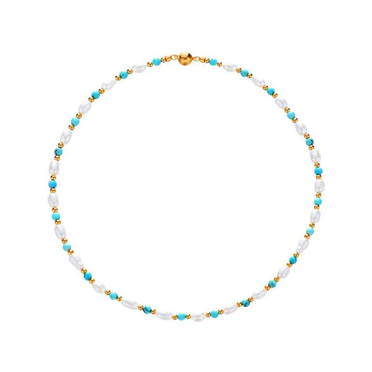 Zoya Freshwater Pearl & Turquoise Bead Necklace