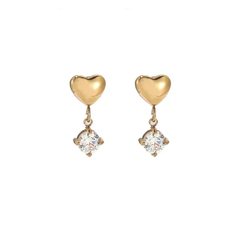 Heart Drop Zircon Earrings