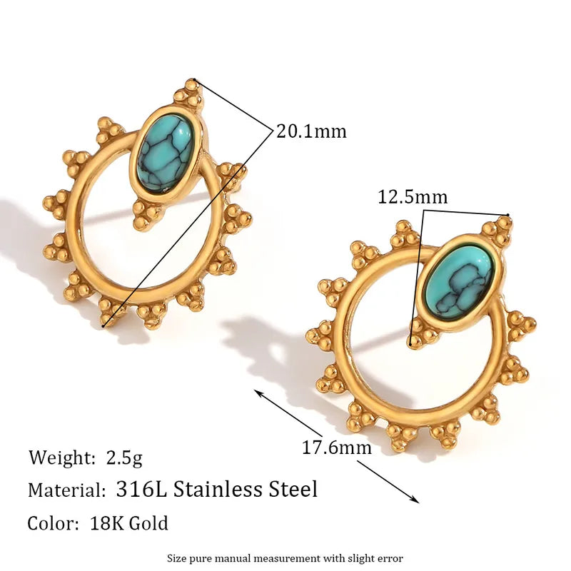 Turquoise Halo Stud Earrings