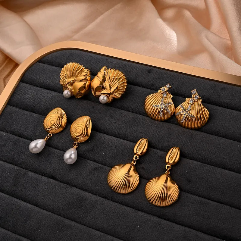 Conch Pearl Stud Earrings