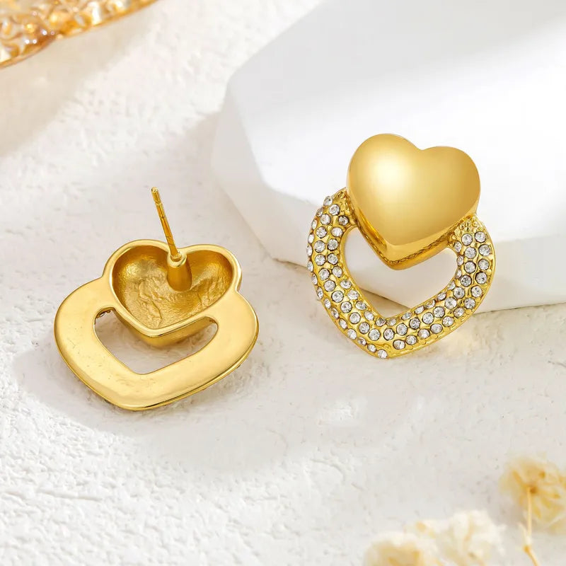 Celeste Heart Pavé Studs