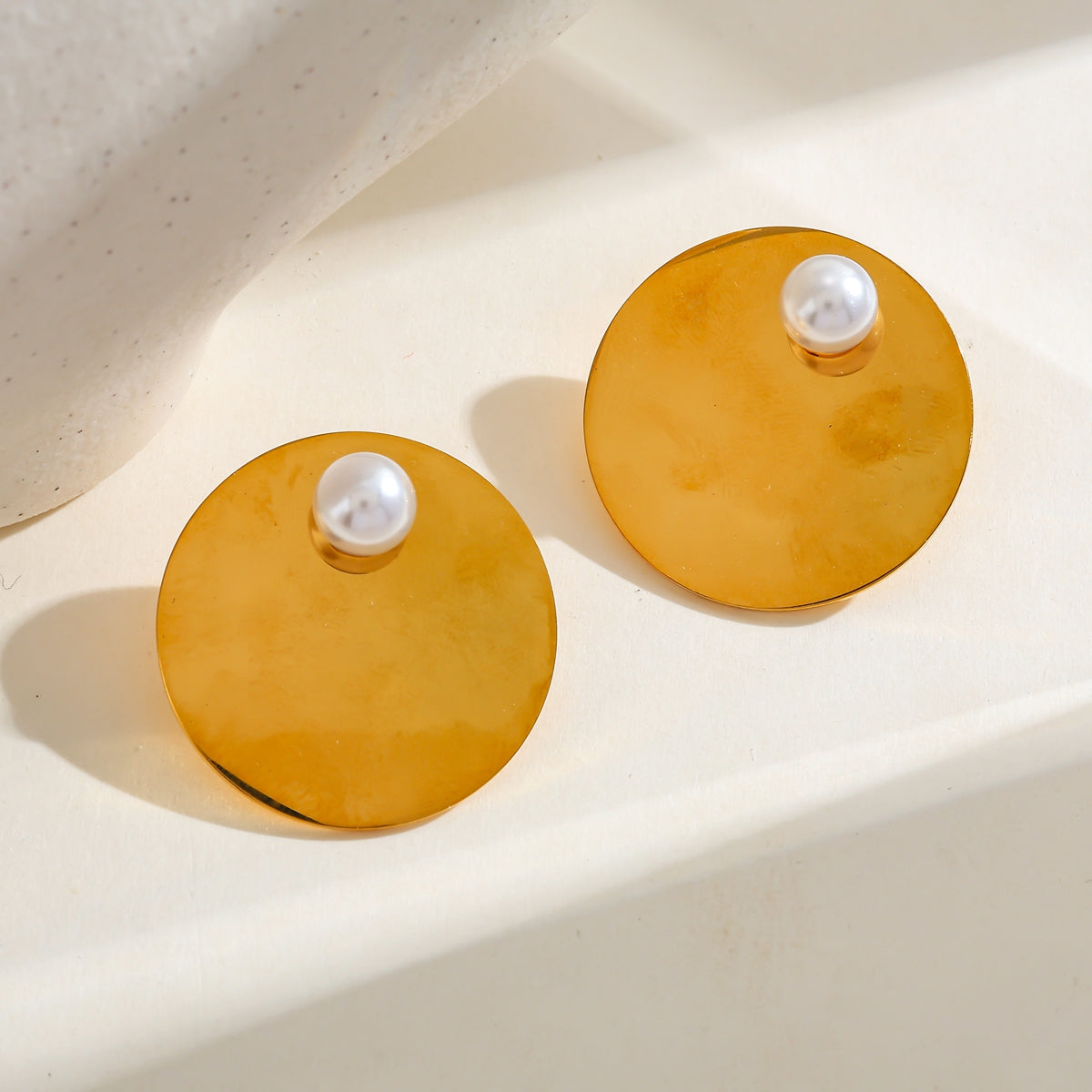 Pearl Disc Statement Studs