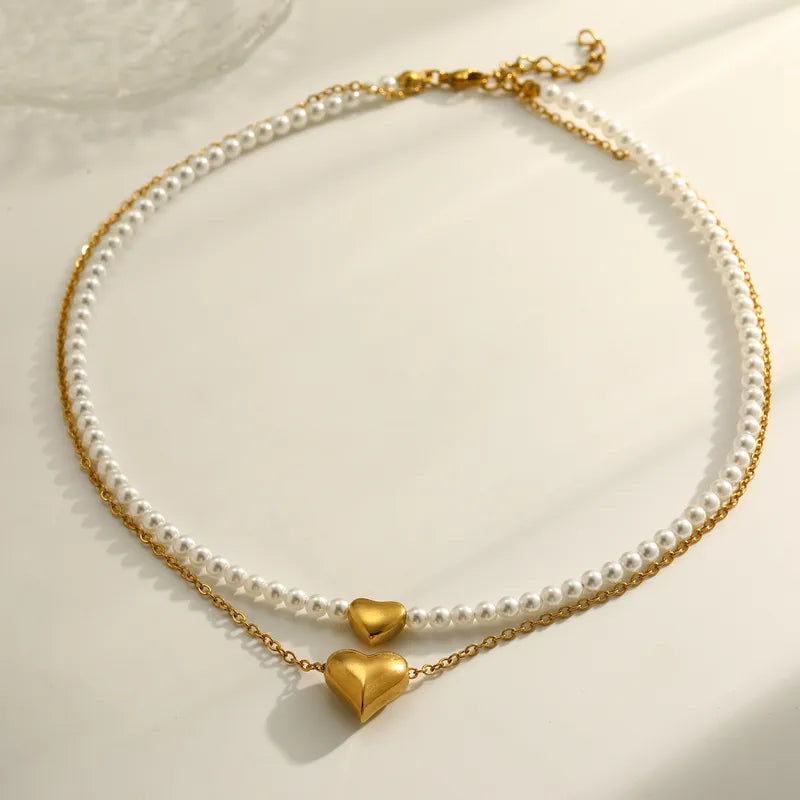 Pearl Heart Necklace – 18K Gold Plated Stainless Steel