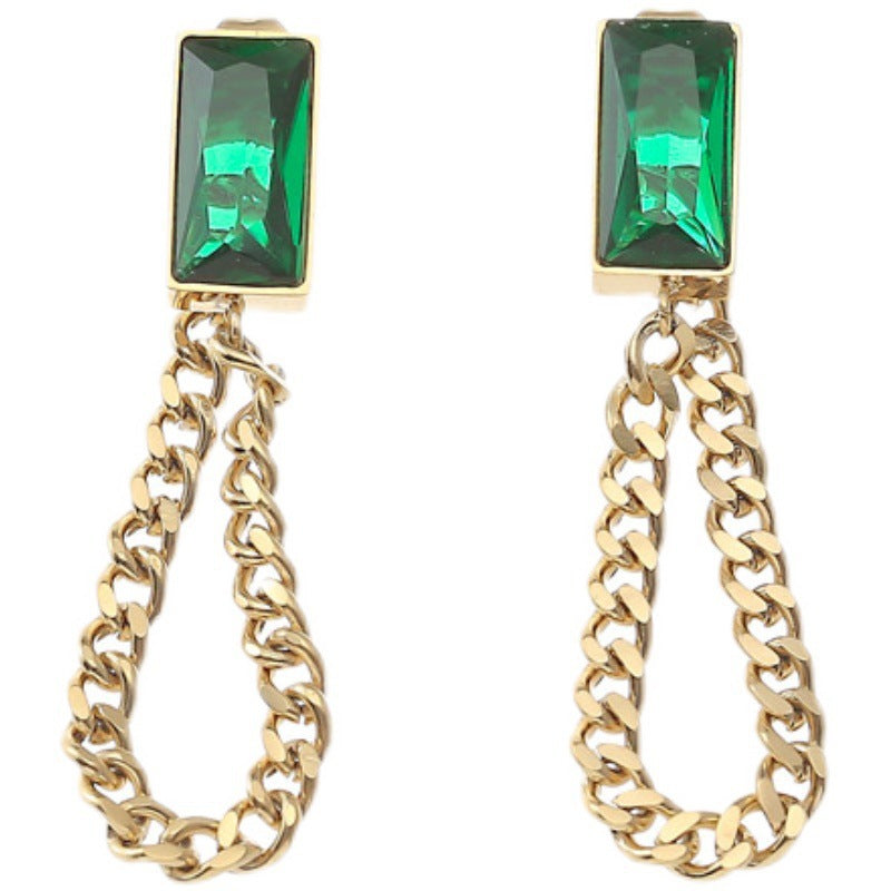 Emerald Spark Tassel Earrings