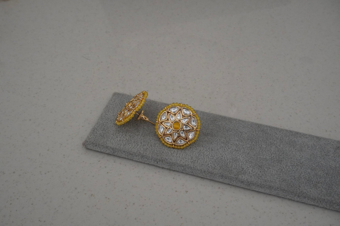 Kundan Yellow Studs