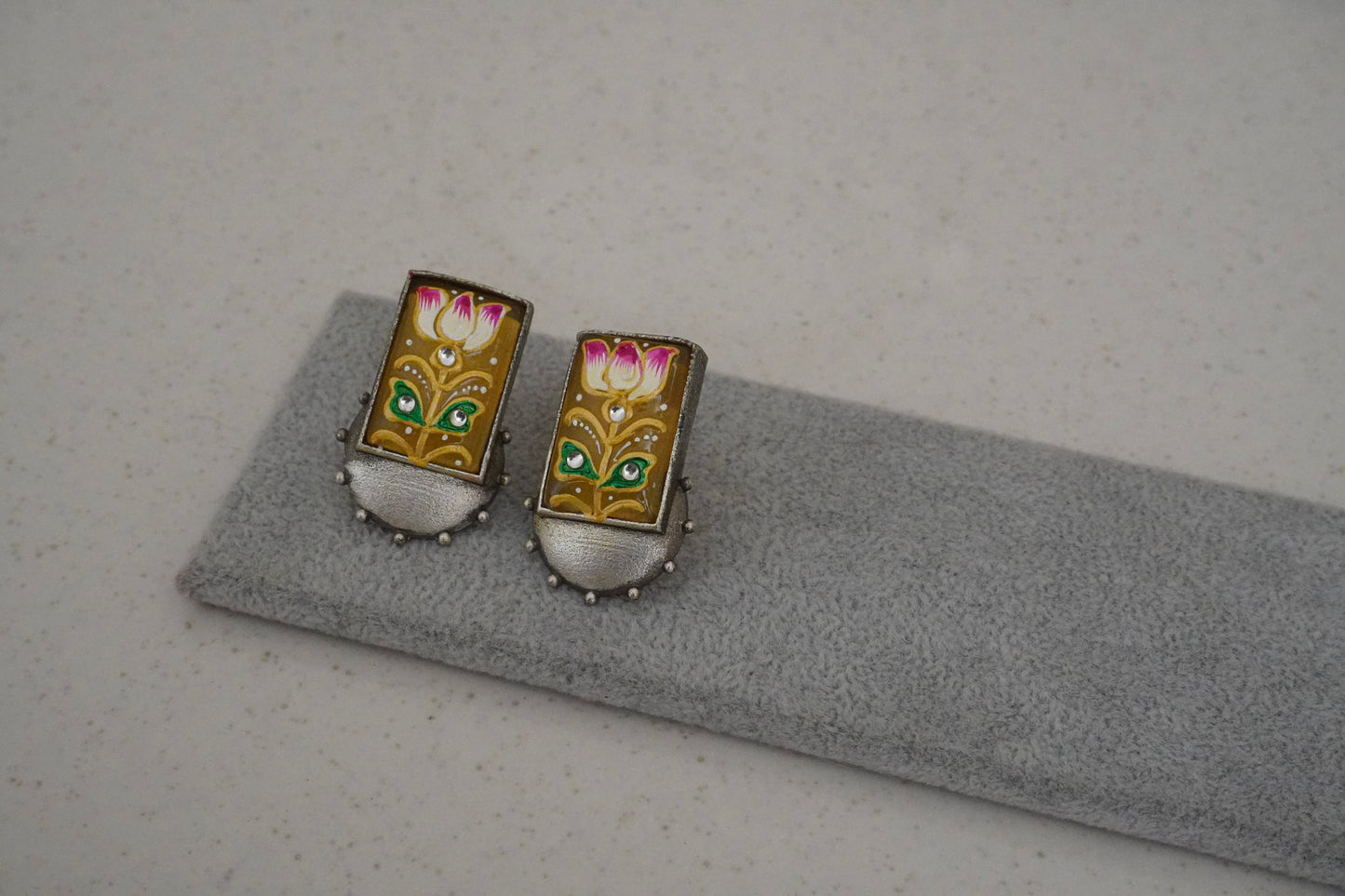 Lotus Handpainted Earrings