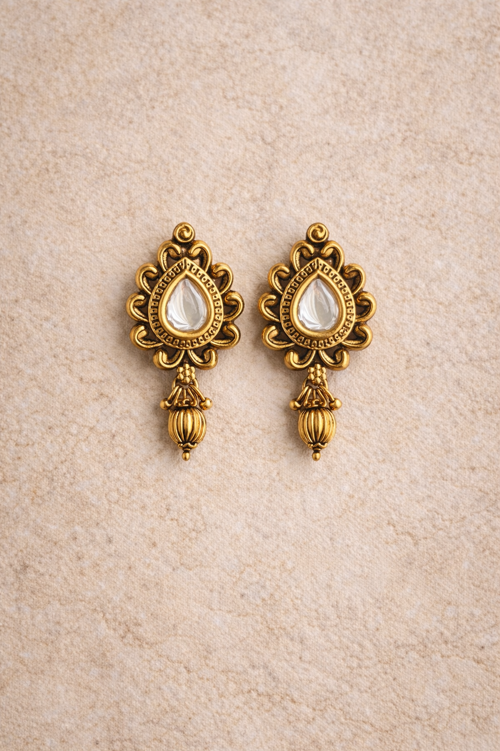 Gold Gulika Drop Stud Earrings