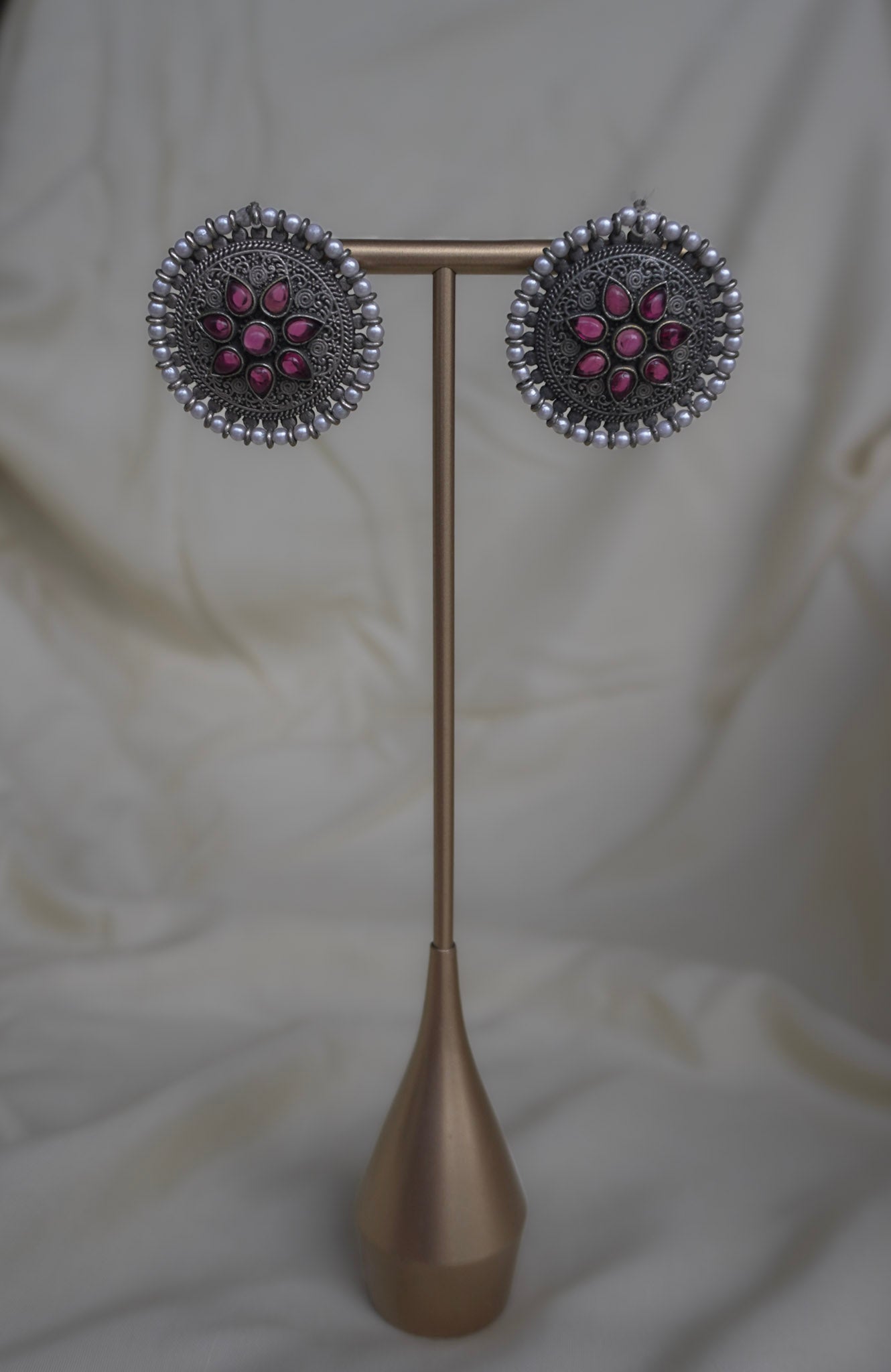 Oxidised Red Stud Earrings