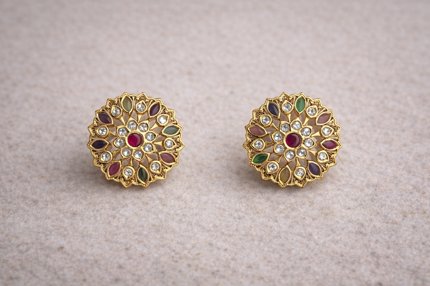 Multicolour Polki Floral Studs