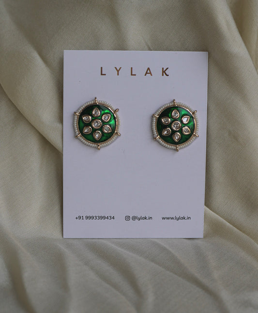 Suhani Green Enamel Stud Earrings