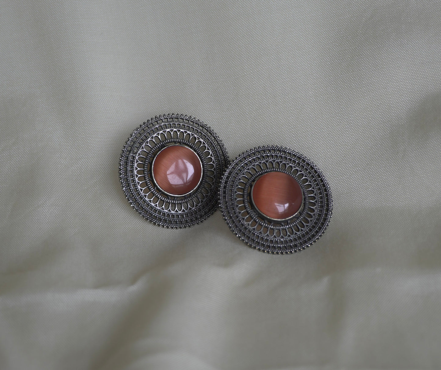 Oxidised Peach Stud Earrings