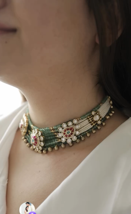 Inaya Emerald Choker with Jhumkas