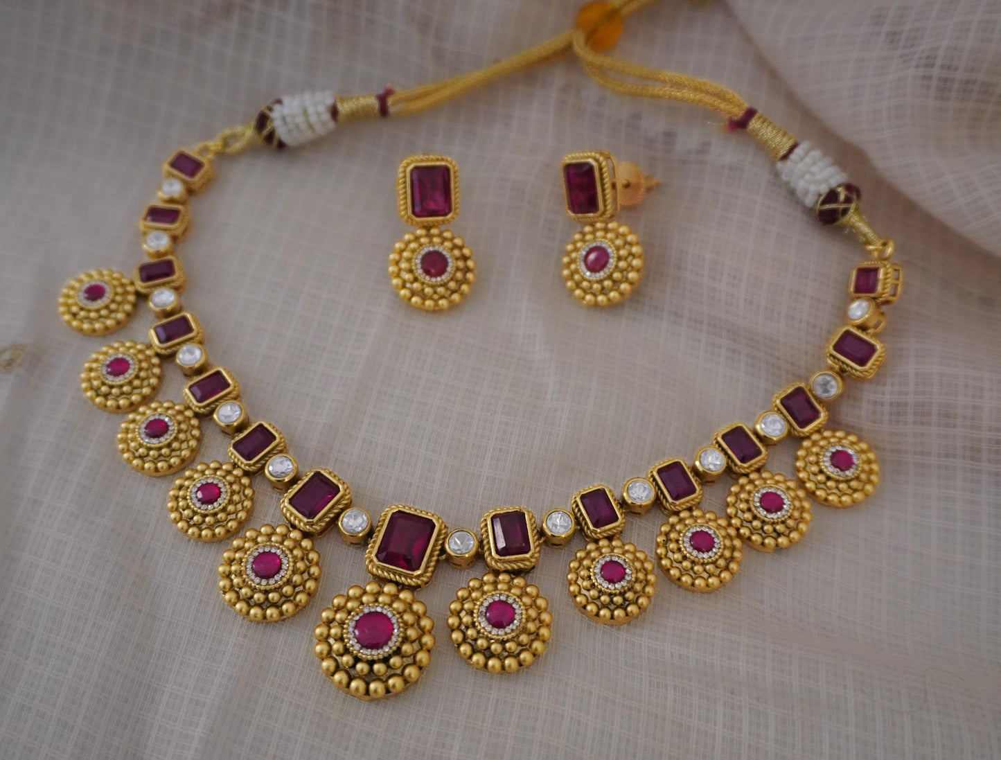 Sindhu Red Necklace Set