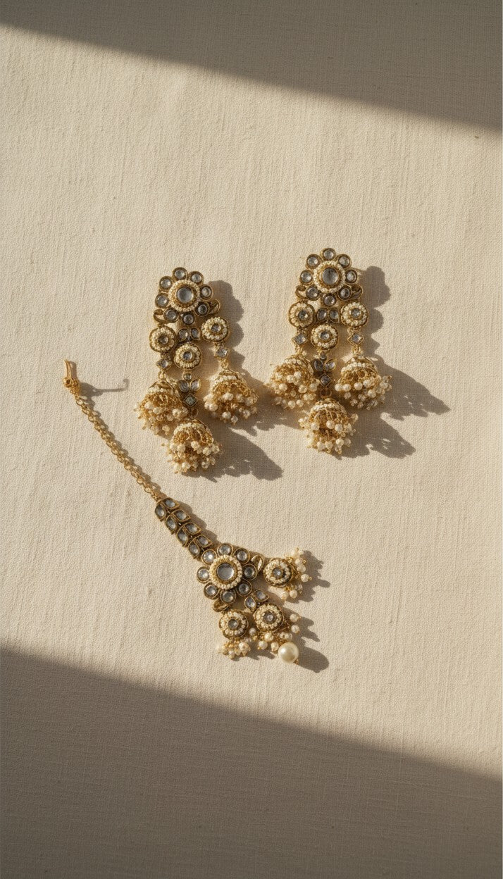 Phool Kashvi Earrings Set with Maang Tikka
