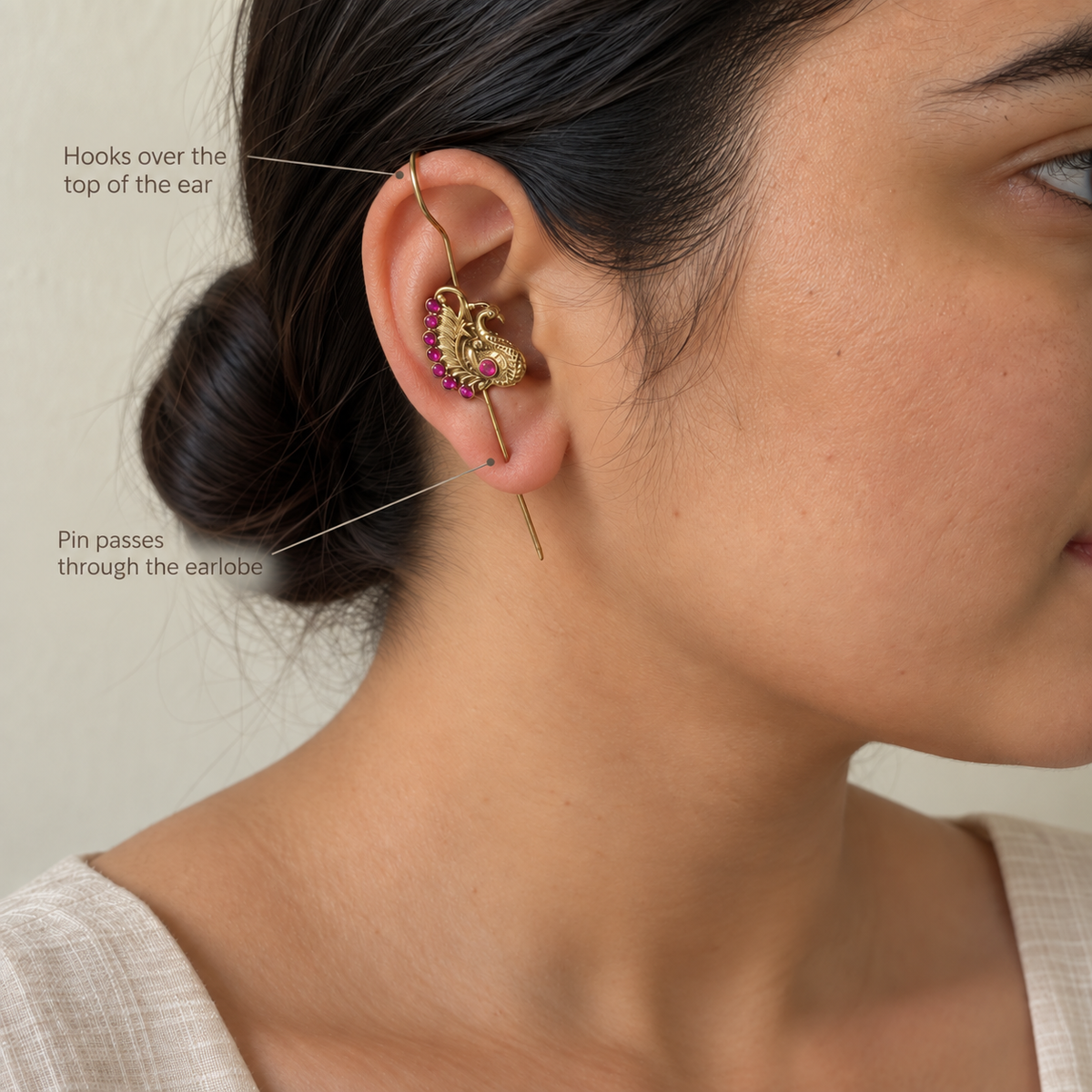 Ruby Kalapi Peacock Ear Cuffs