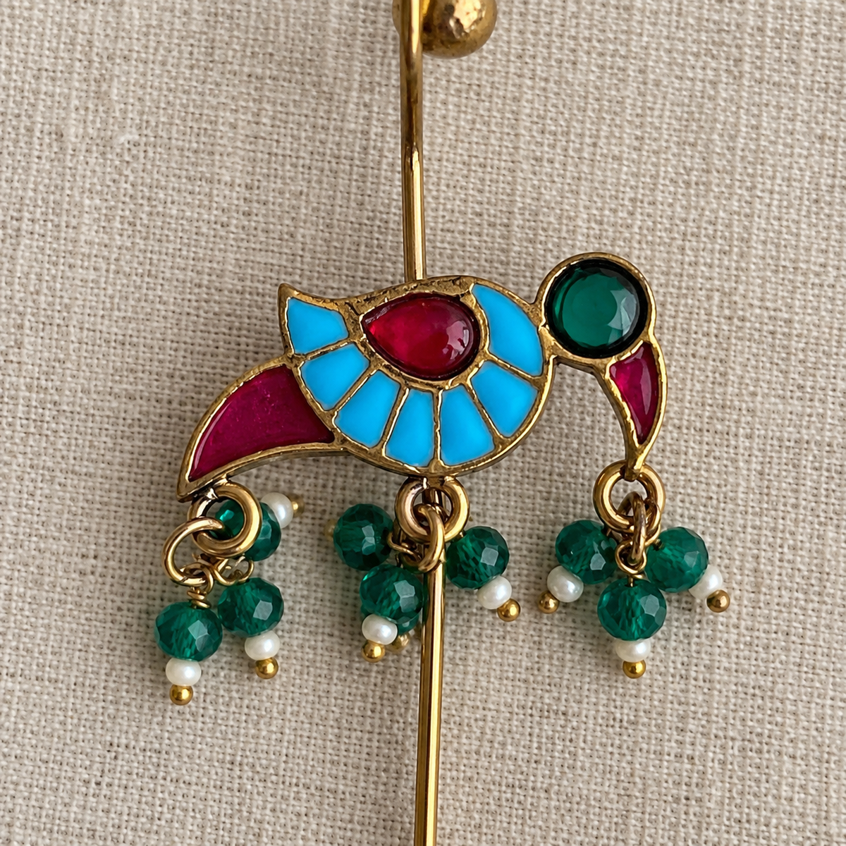 Emerald Mitthu Parrot Ear Cuffs