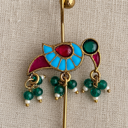 Emerald Mitthu Parrot Ear Cuffs