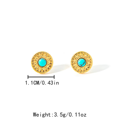 Zaria Turquoise Coin Studs