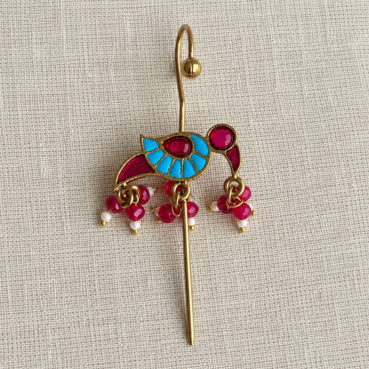 Ruby Mitthu Parrot Ear Cuffs