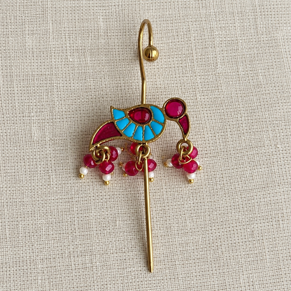 Ruby Mitthu Parrot Ear Cuffs