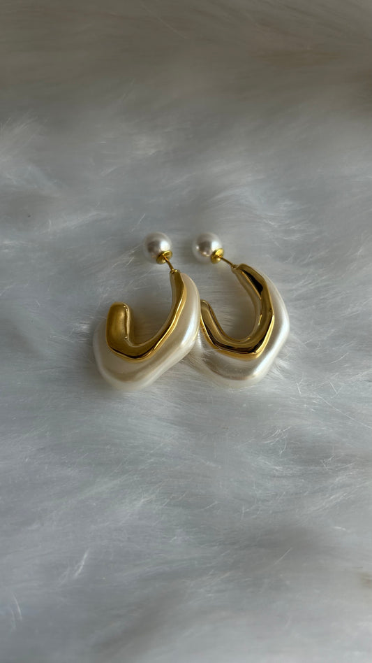 Pearl White Hoops with Pearl Closure