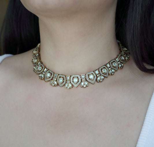 Polki Choker Necklace Set (Necklace & Earrings)
