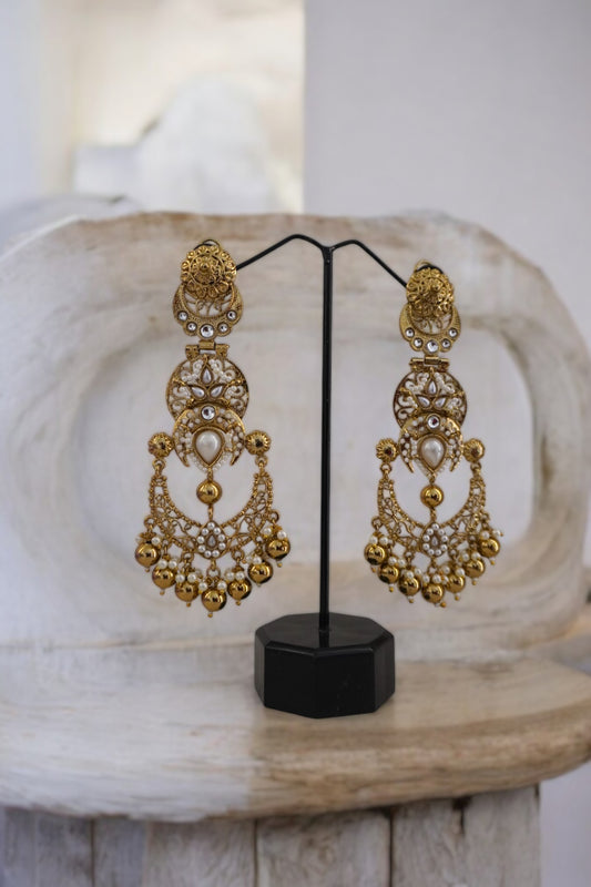 Deepshika Gold Chandbaali Earrings