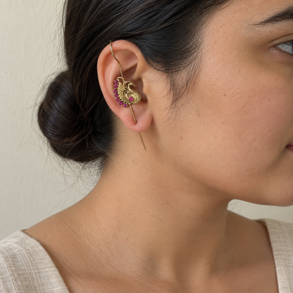 Ruby Kalapi Peacock Ear Cuffs
