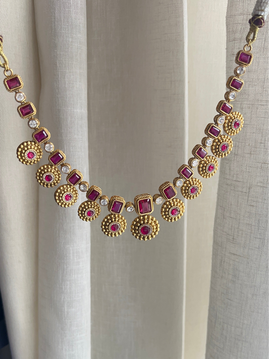 Sindhu Red Necklace Set (Necklace & Earrings)