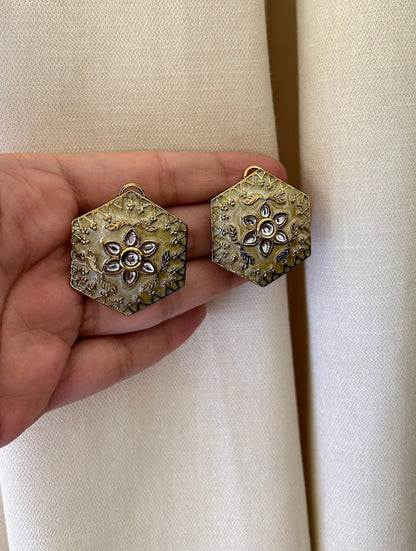 Ivory Hexagon Stud Earring