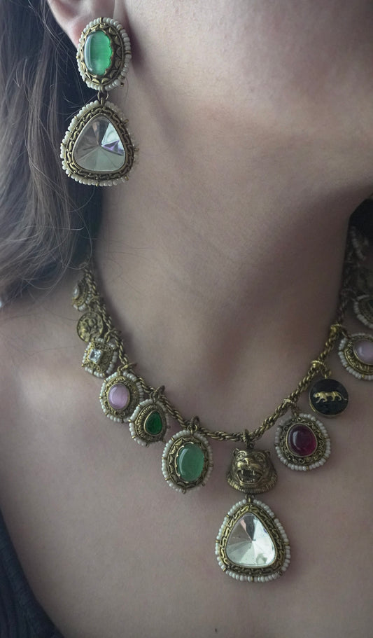 Antique Bagh Necklace Set (Necklace & Earrings)