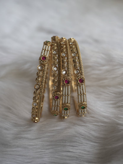 Amber Kundan Bangles (Set of 4)