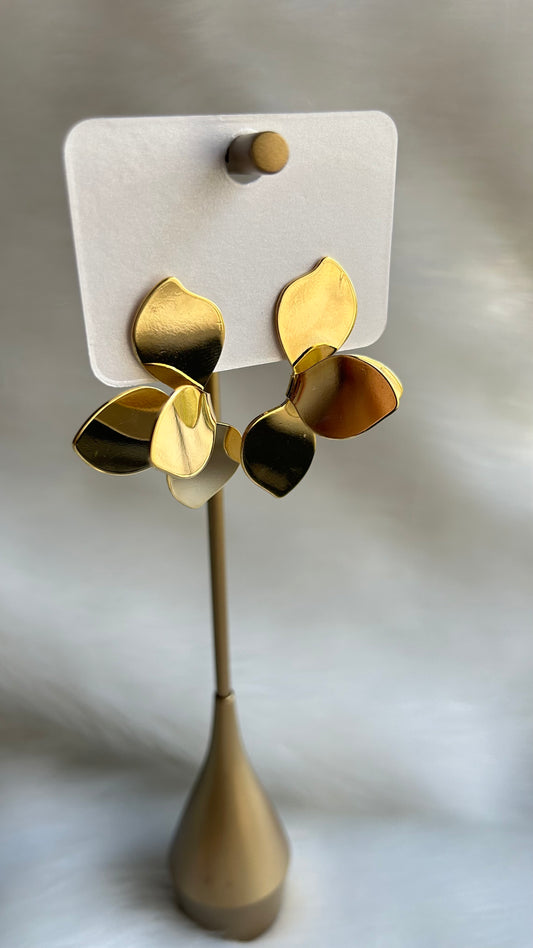 Gold Plated Four Petal Earrings