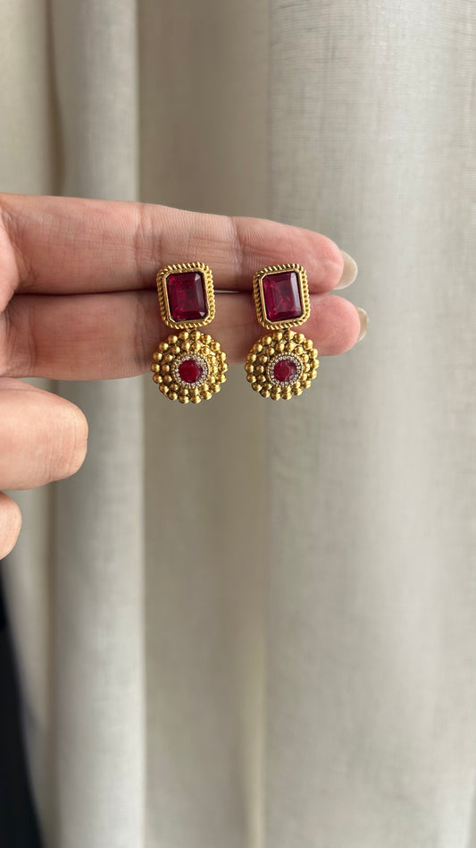 Sindhu Red Necklace Set (Necklace & Earrings)