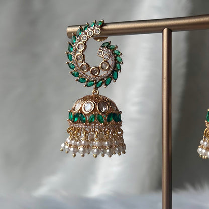 Keri Polki Emerald Jhumkas