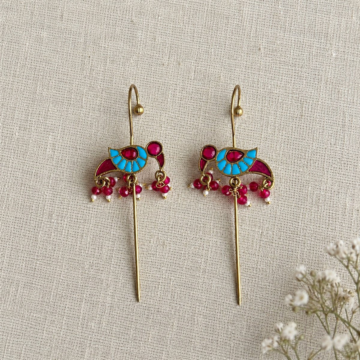 Ruby Mitthu Parrot Ear Cuffs