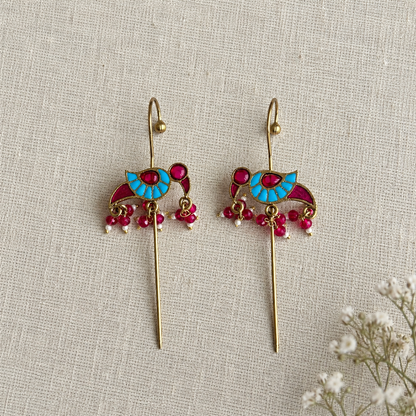 Ruby Mitthu Parrot Ear Cuffs