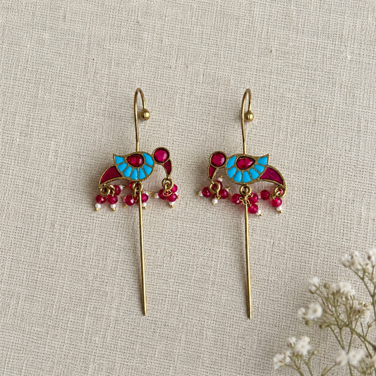 Ruby Mitthu Parrot Ear Cuffs